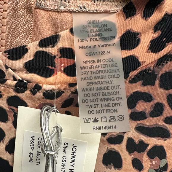 JOHNNY WAS CHEETAH CROSS OVER NECK SURF🏄‍♀️ONE PIECE Floral Long Sleeve,Size: XL - Picture 11 of 13